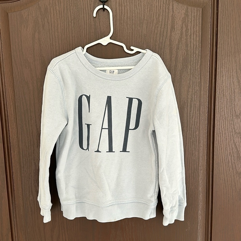 3/$25 GAP Kid Logo Fleece Sweatshirt Light Gray Size S Classic Crewneck Pullover
